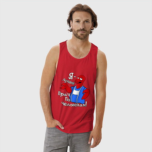 Мужская майка Врач по человекам / Красный – фото 3