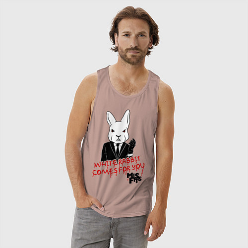 Мужская майка Misfits: White rabbit / Пыльно-розовый – фото 3
