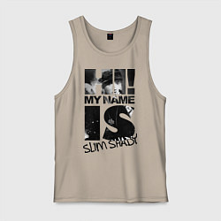 Майка мужская хлопок My name is slim shady, цвет: миндальный