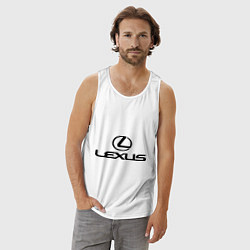 Майка мужская хлопок Lexus logo, цвет: белый — фото 2