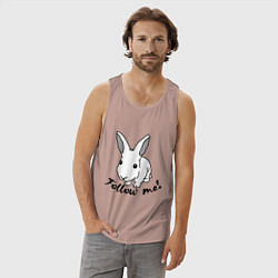 Майка мужская хлопок Rabbit: follow me, цвет: пыльно-розовый — фото 2