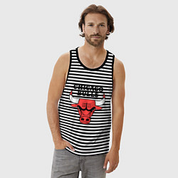Майка мужская хлопок Chicago Bulls, цвет: черная тельняшка — фото 2
