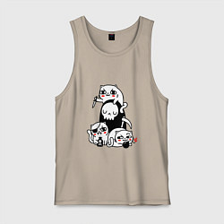 Майка мужская хлопок CAT GOT YOUR SOUL, цвет: миндальный