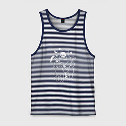 Майка мужская хлопок Cat Got Your Soul, цвет: синяя тельняшка