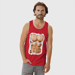 Майка мужская хлопок Идеальный пресс, цвет: красный — фото 2