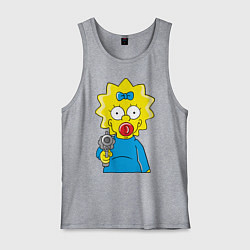 Майка мужская хлопок Мэгги с револьвером, цвет: меланж