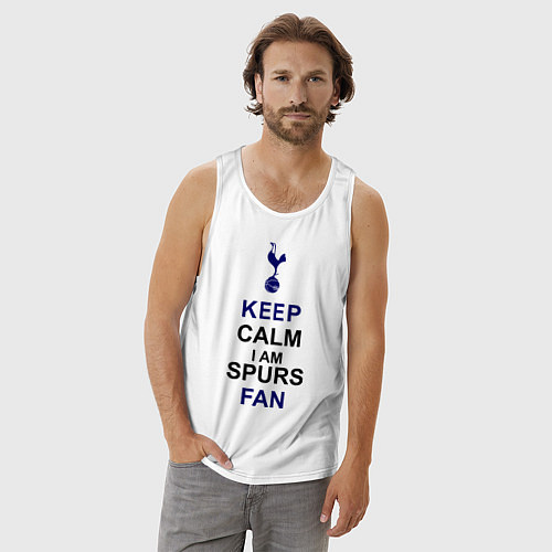 Мужская майка Keep Calm & Spurs fan / Белый – фото 3