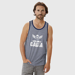 Майка мужская хлопок Remember Cadia - Warhammer, цвет: синяя тельняшка — фото 2