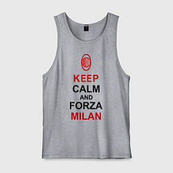 Майка мужская хлопок Keep Calm & Forza Milan, цвет: меланж