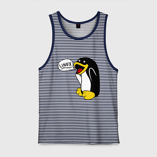 Мужская майка Пингвин: Linux / Синяя тельняшка – фото 1