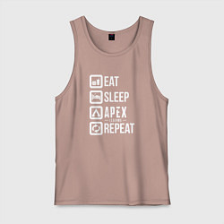 Майка мужская хлопок Eat, Sleep, Apex, Repeat, цвет: пыльно-розовый