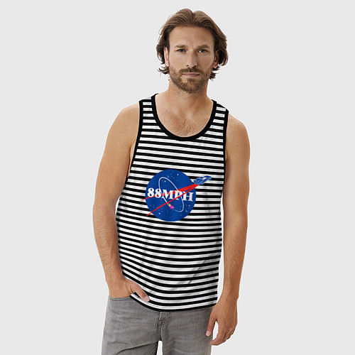 Мужская майка NASA Delorean 88 mph / Черная тельняшка – фото 3