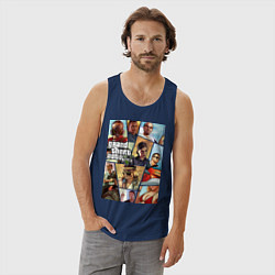 Майка мужская хлопок GTA 5: Stories, цвет: тёмно-синий — фото 2