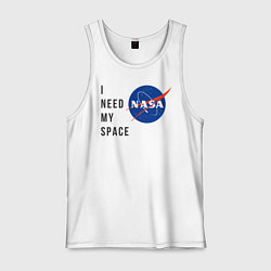 Майка мужская хлопок Nasa i need my space, цвет: белый