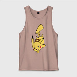 Майка мужская хлопок Радостный Пикачуха, цвет: пыльно-розовый