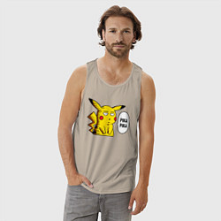 Майка мужская хлопок Pika Pika Okay, цвет: миндальный — фото 2