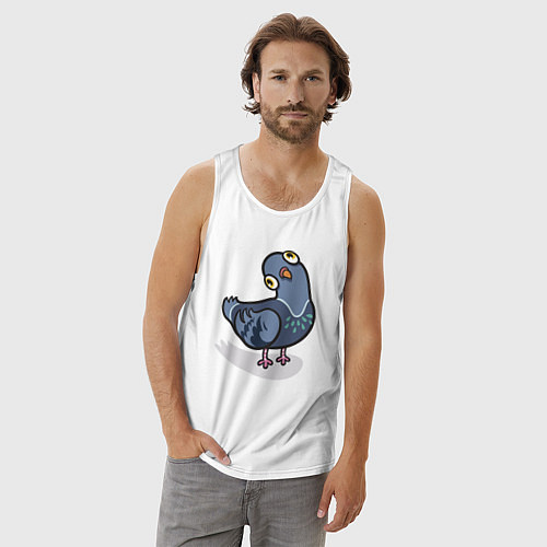 Мужская майка Удивленный голубь / Белый – фото 3