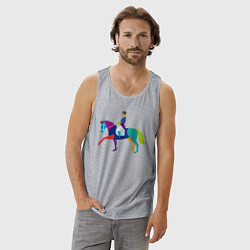 Майка мужская хлопок Всадник на коне, цвет: меланж — фото 2