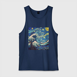 Майка мужская хлопок Звездная ночь, цвет: тёмно-синий