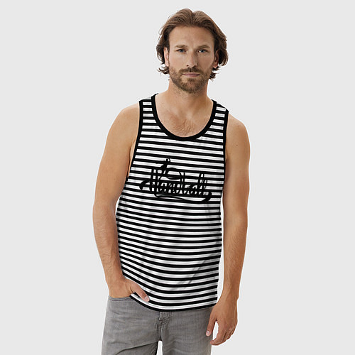 Мужская майка Handball lettering / Черная тельняшка – фото 3