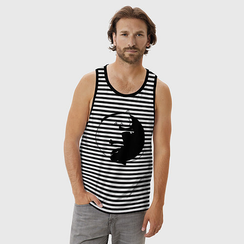 Мужская майка Инь-Янь Коты / Черная тельняшка – фото 3