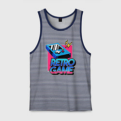 Майка мужская хлопок Retro game, цвет: синяя тельняшка