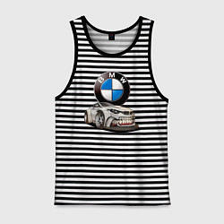 Майка мужская хлопок BMW оскал, цвет: черная тельняшка