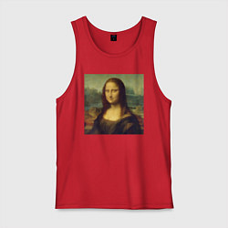 Майка мужская хлопок Mona Lisa pixels, цвет: красный