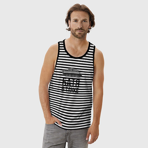 Мужская майка БАТЯ В ТАНКЕ / Черная тельняшка – фото 3