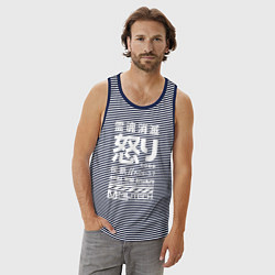 Майка мужская хлопок Cyperpunk 2077 Japan tech, цвет: синяя тельняшка — фото 2