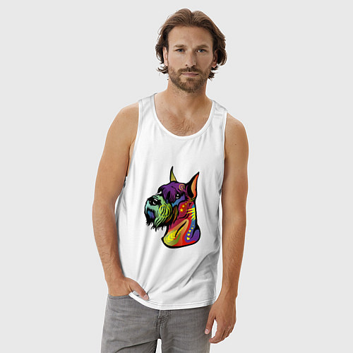 Мужская майка Берегись шнауцеров! / Белый – фото 3