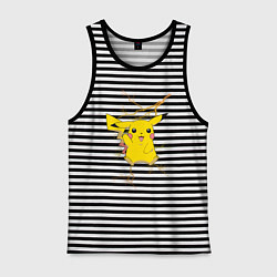 Майка мужская хлопок Pikachu, цвет: черная тельняшка