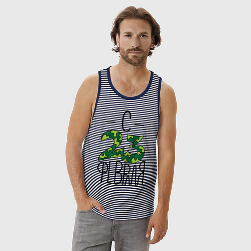 Мужская майка Пограничник, с 23 февраля / Синяя тельняшка – фото 3