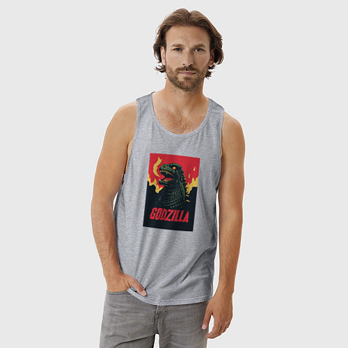 Мужская майка Godzilla / Меланж – фото 3