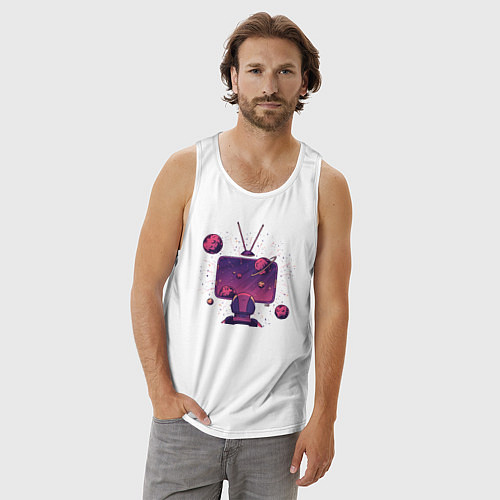 Мужская майка Космический телевизор / Белый – фото 3