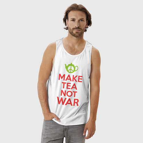 Мужская майка Make tea not war / Белый – фото 3