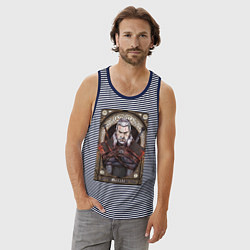 Майка мужская хлопок The Witcher, Geralt, Ведьмак,, цвет: синяя тельняшка — фото 2