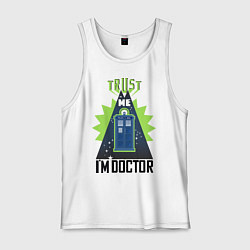 Майка мужская хлопок Trust me, i'm doctor who, цвет: белый