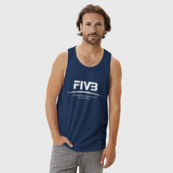 Майка мужская хлопок FIVB ВОЛЕЙБОЛ, цвет: тёмно-синий — фото 2