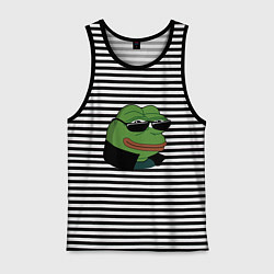 Майка мужская хлопок Pepe в очках EZ, цвет: черная тельняшка