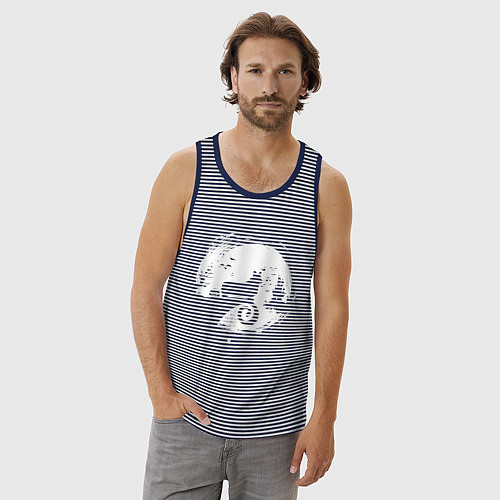 Мужская майка Полнолуние Корги / Синяя тельняшка – фото 3