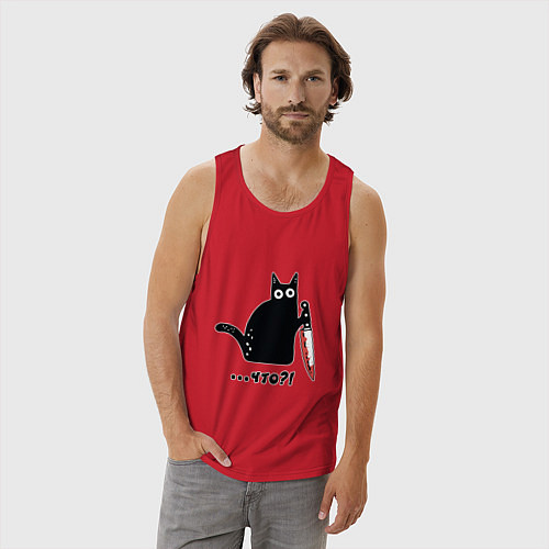 Мужская майка Милый кот / Красный – фото 3