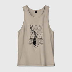 Майка мужская хлопок Polygonal deer, цвет: миндальный