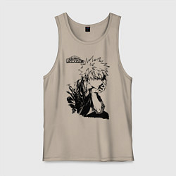 Майка мужская хлопок Моя геройская академия, цвет: миндальный