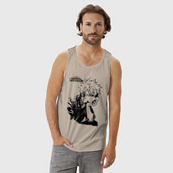 Майка мужская хлопок Моя геройская академия, цвет: миндальный — фото 2