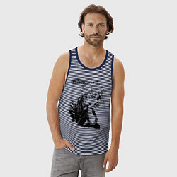 Майка мужская хлопок Моя геройская академия, цвет: синяя тельняшка — фото 2