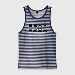 Майка мужская хлопок Tesla sexy, цвет: синяя тельняшка