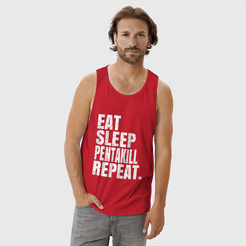 Мужская майка EAT SLEEP PENTAKILL REPEAT / Красный – фото 3