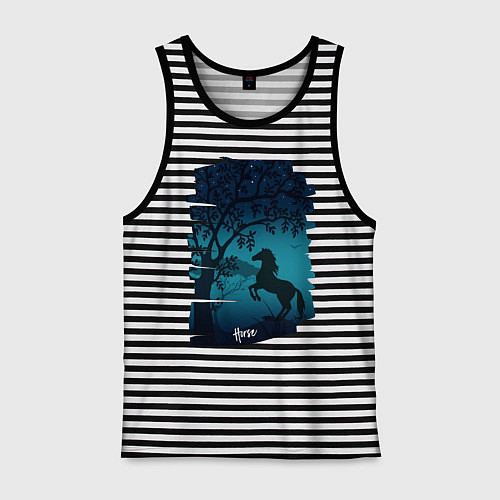 Мужская майка Конь / Черная тельняшка – фото 1