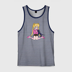 Майка мужская хлопок Усаги и Луна, цвет: синяя тельняшка